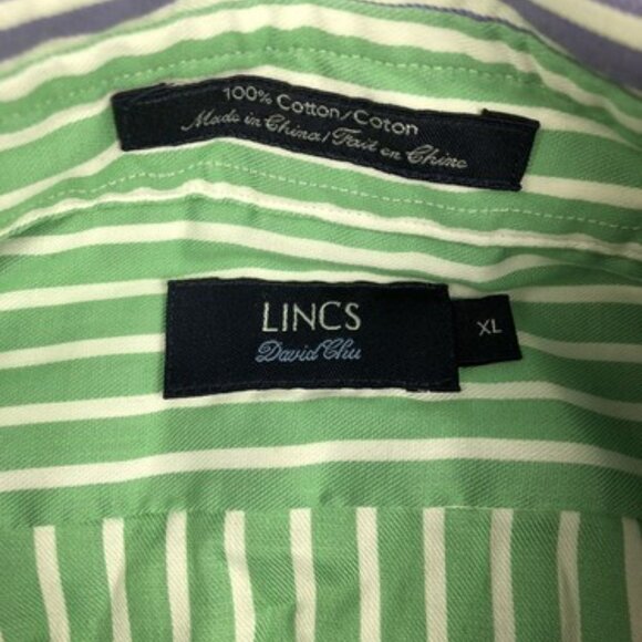 Lincs Men's Long Sleeve Size XL Purple Striped Button Up Shirt Casual Business - Picture 2 of 7